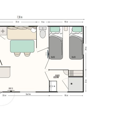 Mobile home 5 persons - 2 bedrooms - semi-covered terrace (2022)
