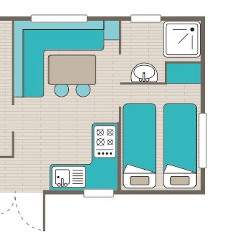 Mobile home 4 persons - Comfort XL | 2 Bedrooms | 4 Pers | Raised terrace | Air conditioning