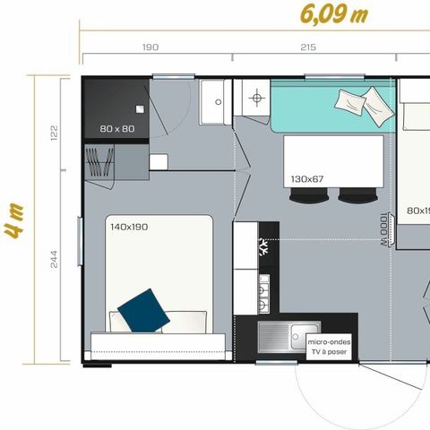 MOBILE HOME 4 people - Vénus 22m² 4 pers