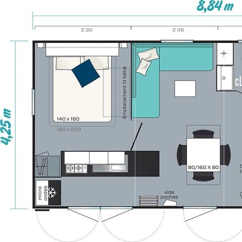 Mobile home 6 persons - Mobile-home | Comfort XL | 3 Bedrooms | 6 Pers. | Raised terrace | Air conditioning | TV
