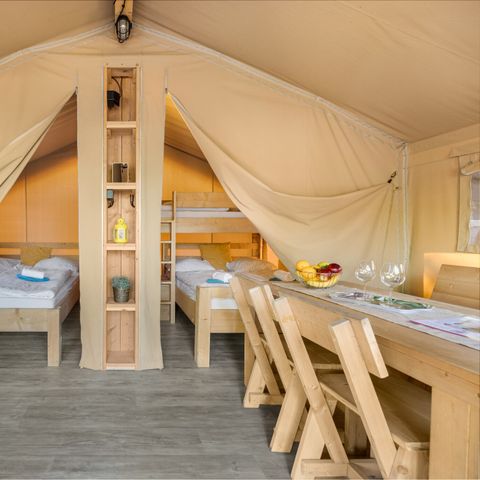 Canvas and wooden tent 5 persons - Safari tent Lodge + airco (5P)