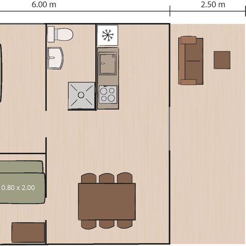 CANVAS AND WOOD TENT 5 people - Safari tent Sorella + sanitary facilities + air conditioning (6P)
