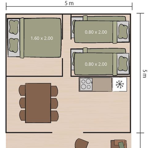 Canvas and wooden tent 5 persons - Safari tent Relax