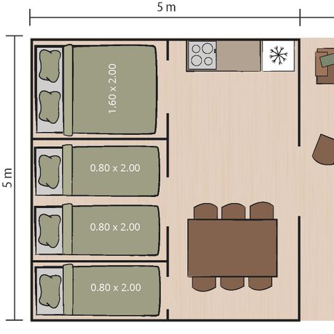 CANVAS AND WOOD TENT 5 people - Safari tent Harmony
