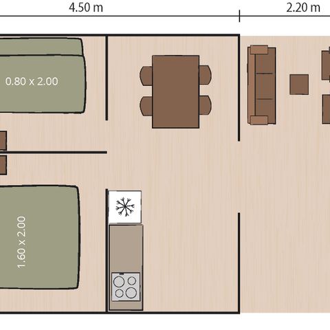 CANVAS AND WOOD TENT 4 people - Safari tent Bella Vista + airco (4P)