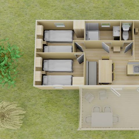 Mobile home 6 persons - Classic | 3 Bedrooms | 6 Pers. | Raised terrace | Air-con.