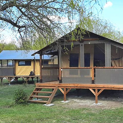 Canvas and wooden tent 5 persons - CONFORT 2ch 5P without sanitary facilities