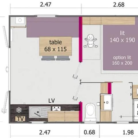 Mobile home 2 persons - 1 double bedroom