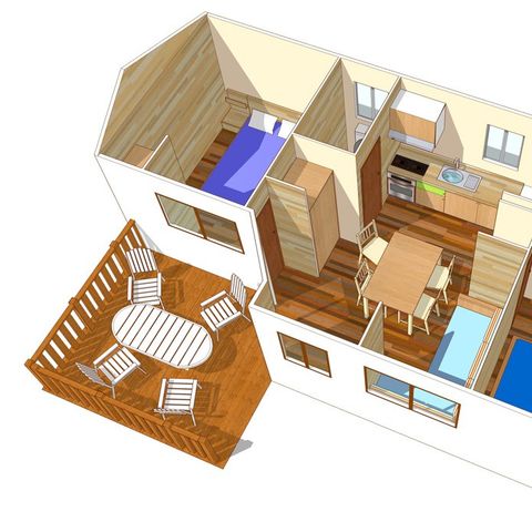 Mobile home 6 persons - Mobile-home | Comfort | 2 Bedrooms | 4/6 Pers. | Single terrace | Air-con.