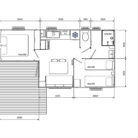Mobile home 4 persons - Ciela Confort Compact - 2 bedrooms