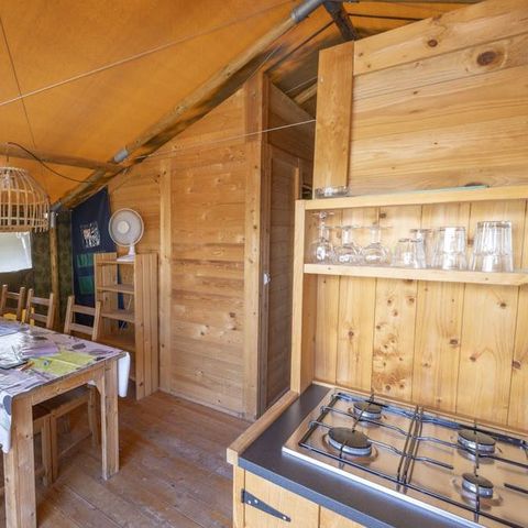 CANVAS AND WOOD TENT 5 people - Safari tent Sunset + sanitary facilities + air conditioning (6P)
