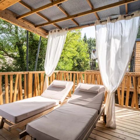 CANVAS AND WOOD TENT 4 people - Lodge Kabane sur Pilotis 3 Rooms 4 Persons Air-conditioned + TV