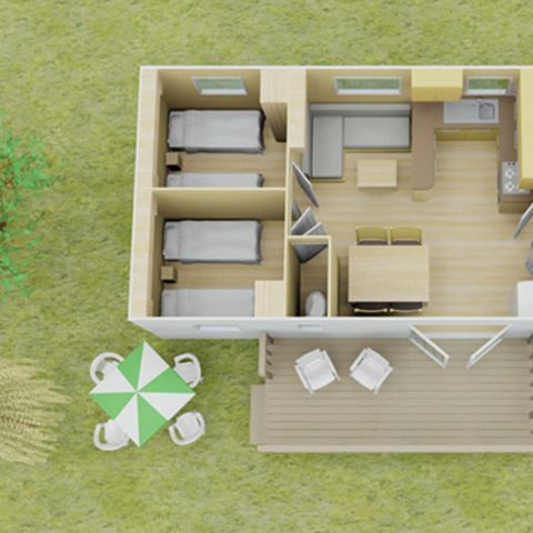 Mobile home 8 persons - Classic | 3 Bedrooms | 6/8 Pers. | Uncovered elevated terrace | Air-conditioning.
