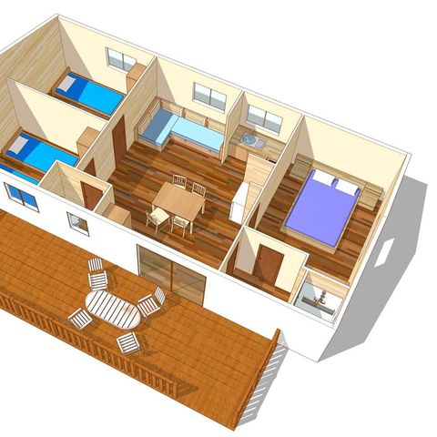 MOBILE HOME 6 people - Mobile-home | Classic | 3 Bedrooms | 6 Pers. | Raised terrace | 1 bathroom