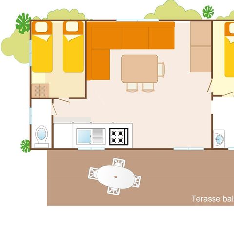 MOBILE HOME 6 people - Classic XL | 2 Bedrooms | 4/6 Pers. | Raised terrace