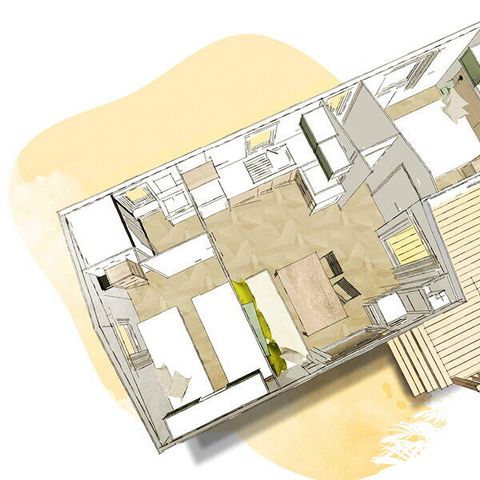 MOBILE HOME 6 people - Comfort | 2 Bedrooms | 4/6 Pers. | Single terrace | Air conditioning