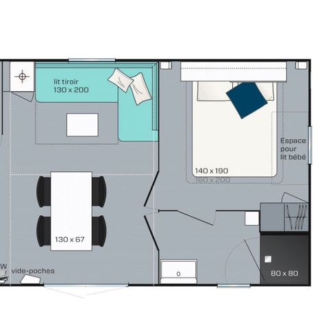 Mobile home 6 persons - Cottage Brasilia 4/6 pers 2 Ch 1 Sdb ***