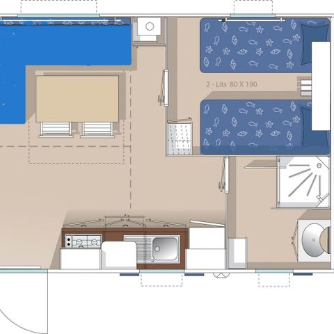 Mobile home 4 persons - Cottage Acapulco 4 pers 2 Bdrms 1 Bath ** (in French)