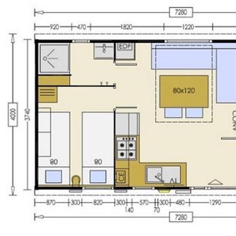 Mobile home 4 persons - 2 rooms Comfort + Ibiza