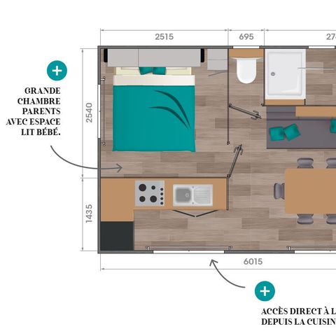 Mobile home 6 persons - Premium + 3bed 6p