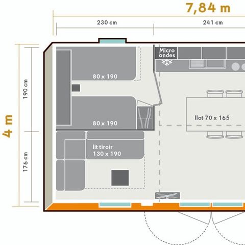 Mobile home 4 persons - Confort + 2 Bedrooms 4 People
