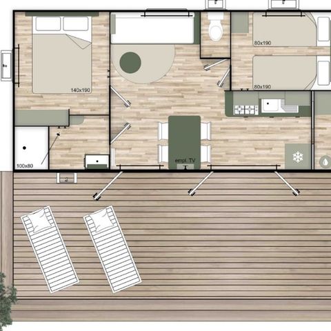 Mobile home 4 persons - Premium 2 bedrooms