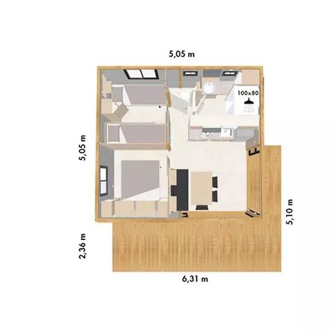 Chalet 4 persons - Prestige 2 rooms 5 people, Covered terrace, TV, LV, CLIM, 25m² (2025)