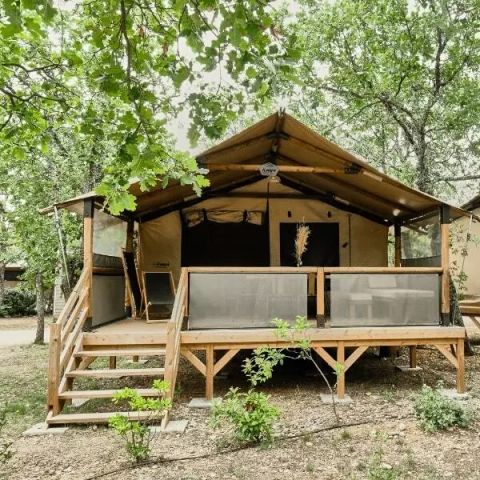 Canvas and wooden tent 5 persons - Lodge Tent Cosy 3 Rooms 5 People Without Sanitary Facilities