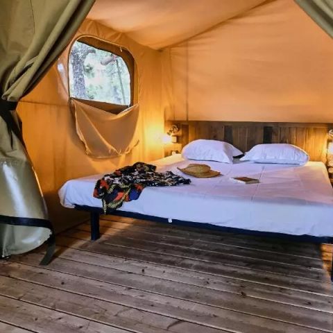 Canvas and wooden tent 5 persons - Lodge Tent Cosy 3 Rooms 5 People Without Sanitary Facilities