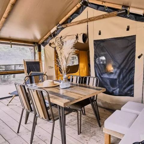 Canvas and wooden tent 5 persons - Lodge Tent Cosy 3 Rooms 5 People Without Sanitary Facilities