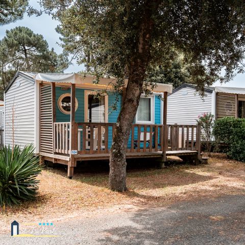 MOBILE HOME 2 people - Comfort mobile home 18.60 m² (1 bedroom) + semi-covered wooden terrace