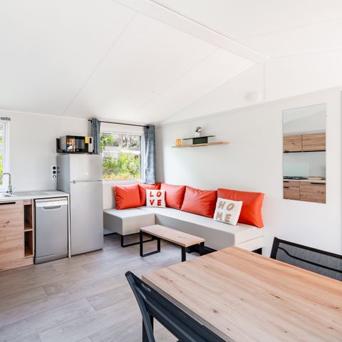 MOBILE HOME 4 people - 31m² Premium mobile home (2 bedrooms) + dishwasher + 15m² semi-covered terrace