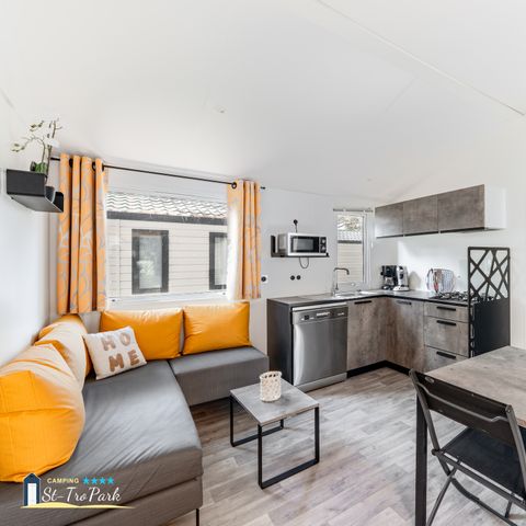 MOBILE HOME 6 people - Premium mobile home 33m² (3 bedrooms) + Dishwasher + 160cm bed + 15m² semi-covered terrace