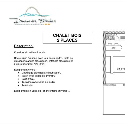 Chalet 2 persons - Wood with terrace - Air conditioning +TV 20m2