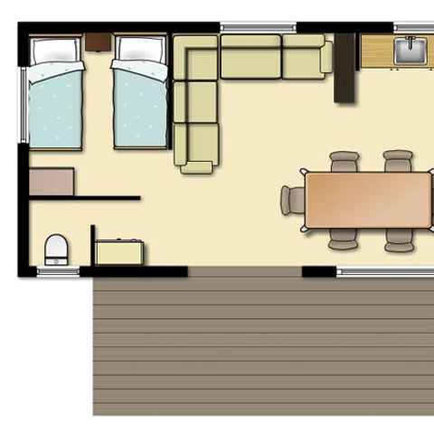 MOBILE HOME 6 people - Cottage Confort "Camargue" 29m² 3ch 4/6 pers
