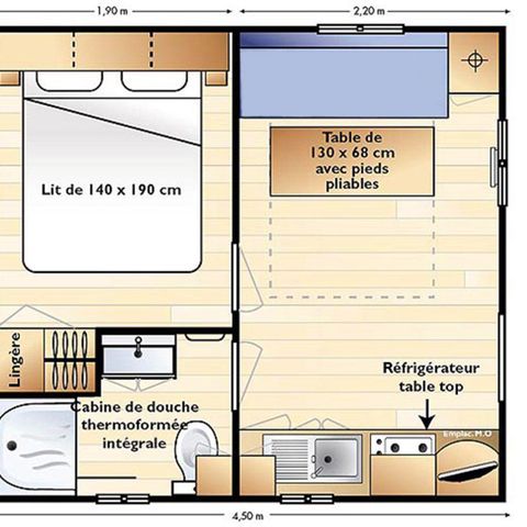 MOBILE HOME 2 people - Mobil home Standard 21m² 1 bedroom + terrace 12m² semi-covered (9m²) 2 pers