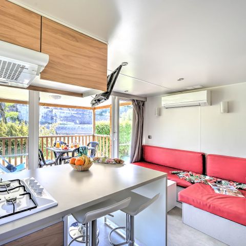 MOBILE HOME 4 people - Mobile home Premium 27 m² 2 bedrooms + covered terrace 9m² + TV + Air conditioning + River view 4 pers