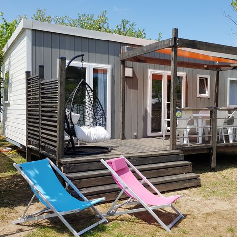 MOBILE HOME 7 people - Mobile home Luxe 32m² 3 bedrooms + terrace 12m² semi-covered (9m²) + TV + Air conditioning 6/7 pers