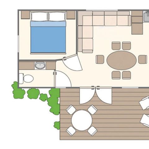Mobile home 5 persons - Mobil-home | Classic | 2 Bedrooms | 5 Pers. | Raised terrace not covered | Air conditioning