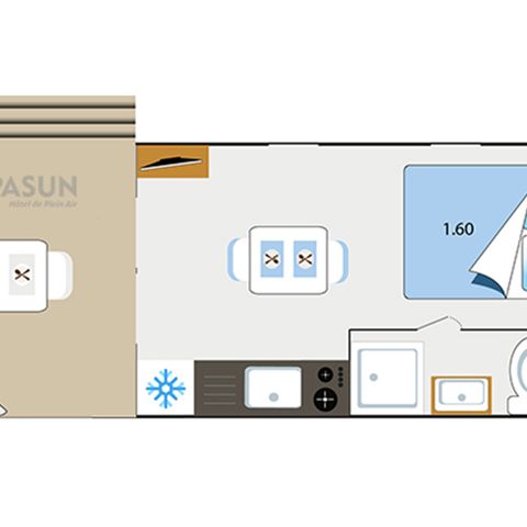 MOBILE HOME 2 people - Mobil home Key westotel - 20m² - 1 Bedroom