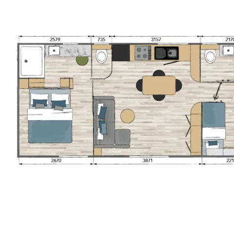 MOBILE HOME 4 people - Sunêlia Luxe TAOS F4 4 pers. 2 bedrooms. 2 bathrooms.