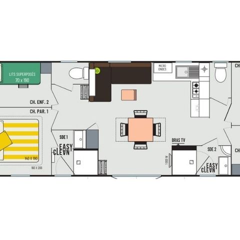 MOBILE HOME 8 people - Mobil-home Confort+ 8 people 4 bedrooms 2 bathrooms