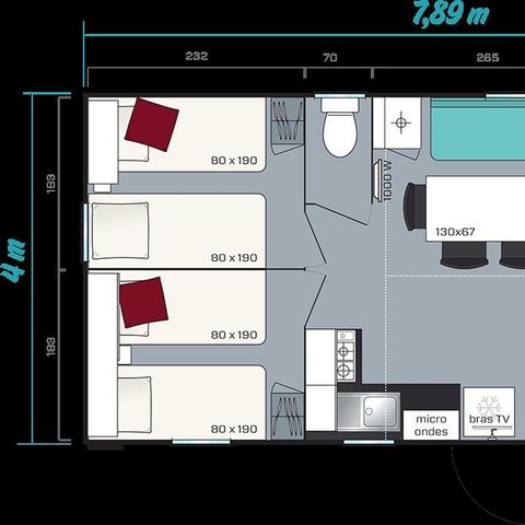 MOBILE HOME 6 people - 3 bedrooms, 31m2 category 3