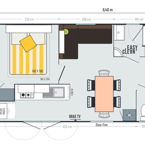 Mobile home 6 persons - RIVIERA - TV - 3 bedrooms