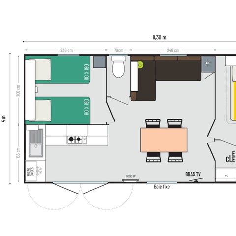 Mobile home 4 persons - MH Riviera suite 2Ch 4P