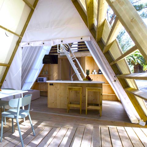 Canvas and wooden tent 4 persons - LODGE KENTIA