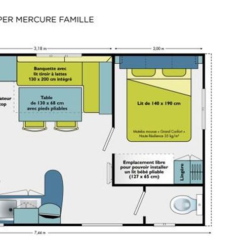 Mobile home 4 persons - LOGGIA CLASSIC - uncovered terrace