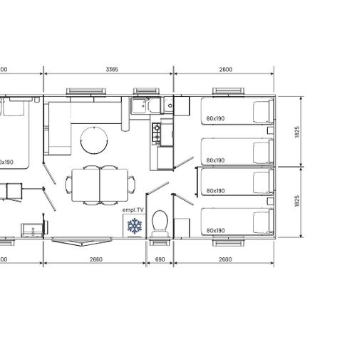 MOBILE HOME 6 people - Premium area 32/33m² + Air conditioning + TV + Covered terrace