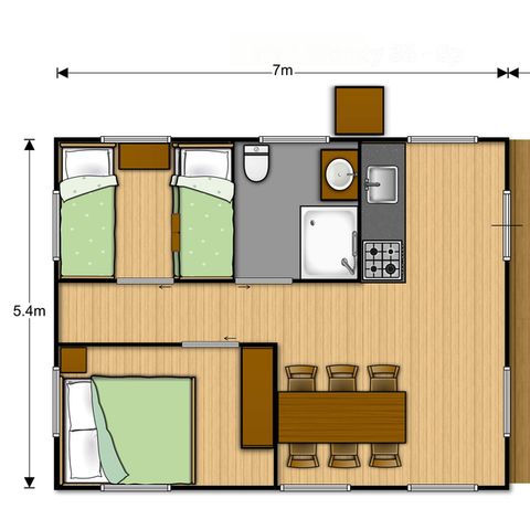 Lodge 6 persons - Ciela Nature Lodge tent - 2 bedrooms - Fitted kitchen - Bathroom