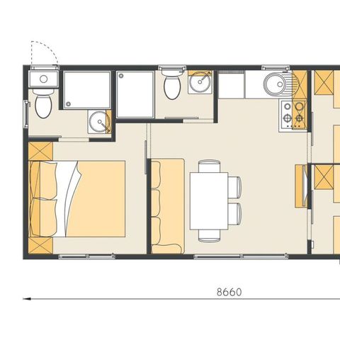 MOBILE HOME 6 people - Mobile-home | Comfort XL | 3 Bedrooms | 6 Pers | Raised terrace | 2 bathrooms | Air conditioning | TV